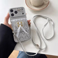 The Glitter Cutie — Metallic Bow Crossbody Phone Case